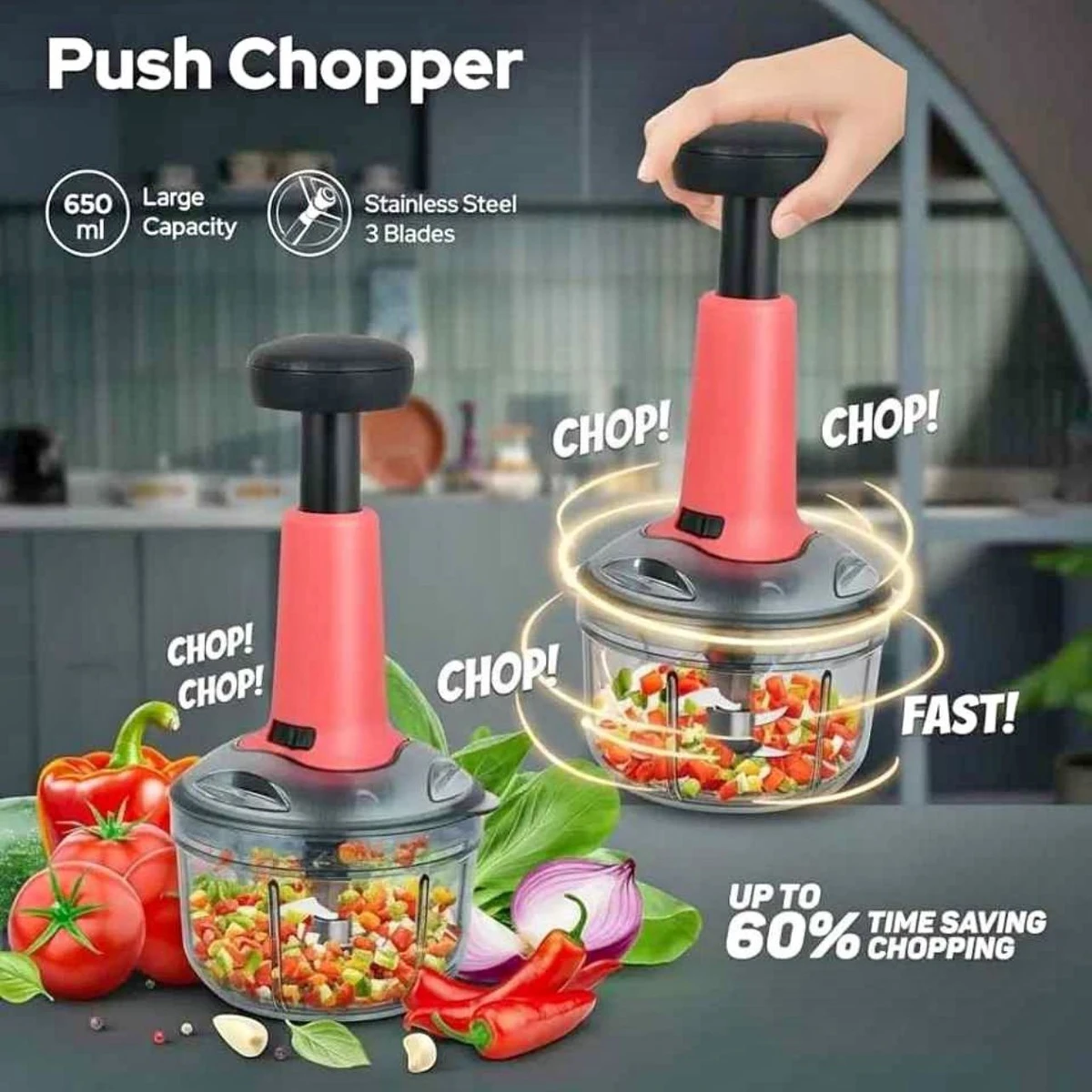 Vegetables Push Chopper(700ML)