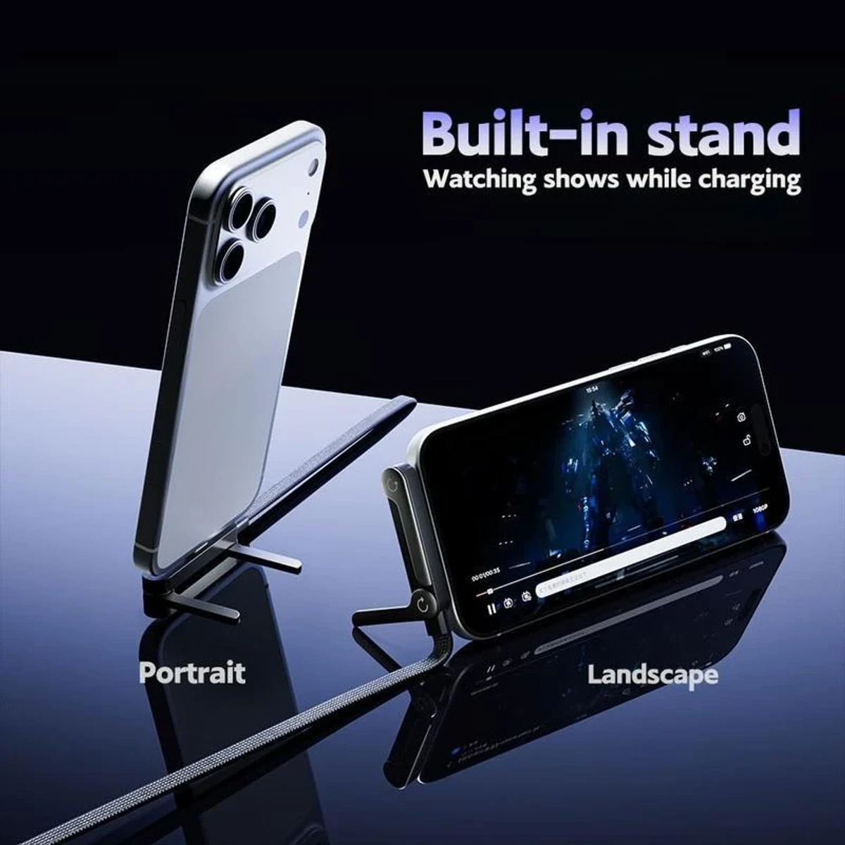 (Type-C to Type-C)Hidden Holder Charger Cable with Stand, 240W PD Type-C to Type-C (iPhone)