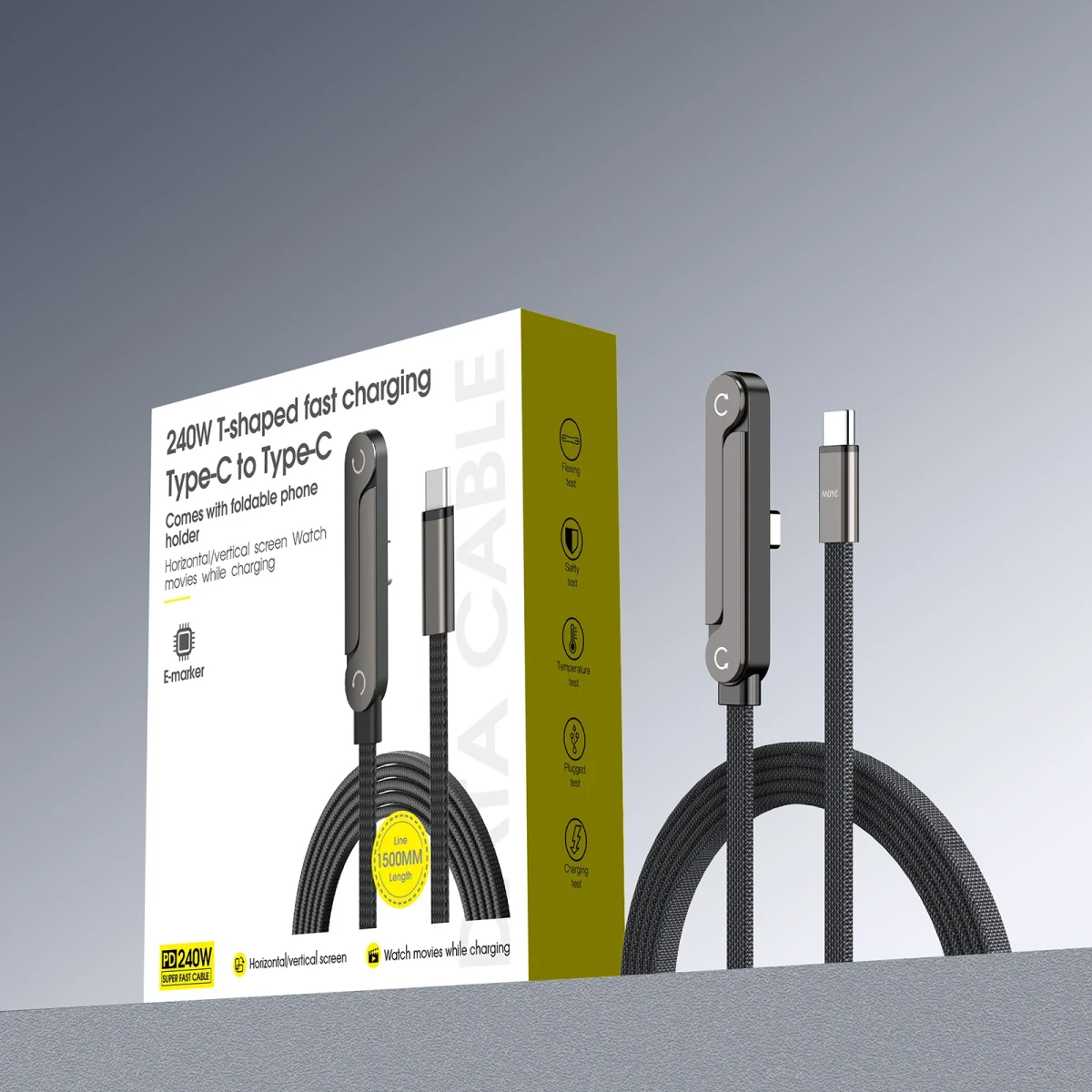 Type-B(USB) to Type-C (Android) Fast Charging Cable, 2-In-1 Gaming Desk Stand 2pcs