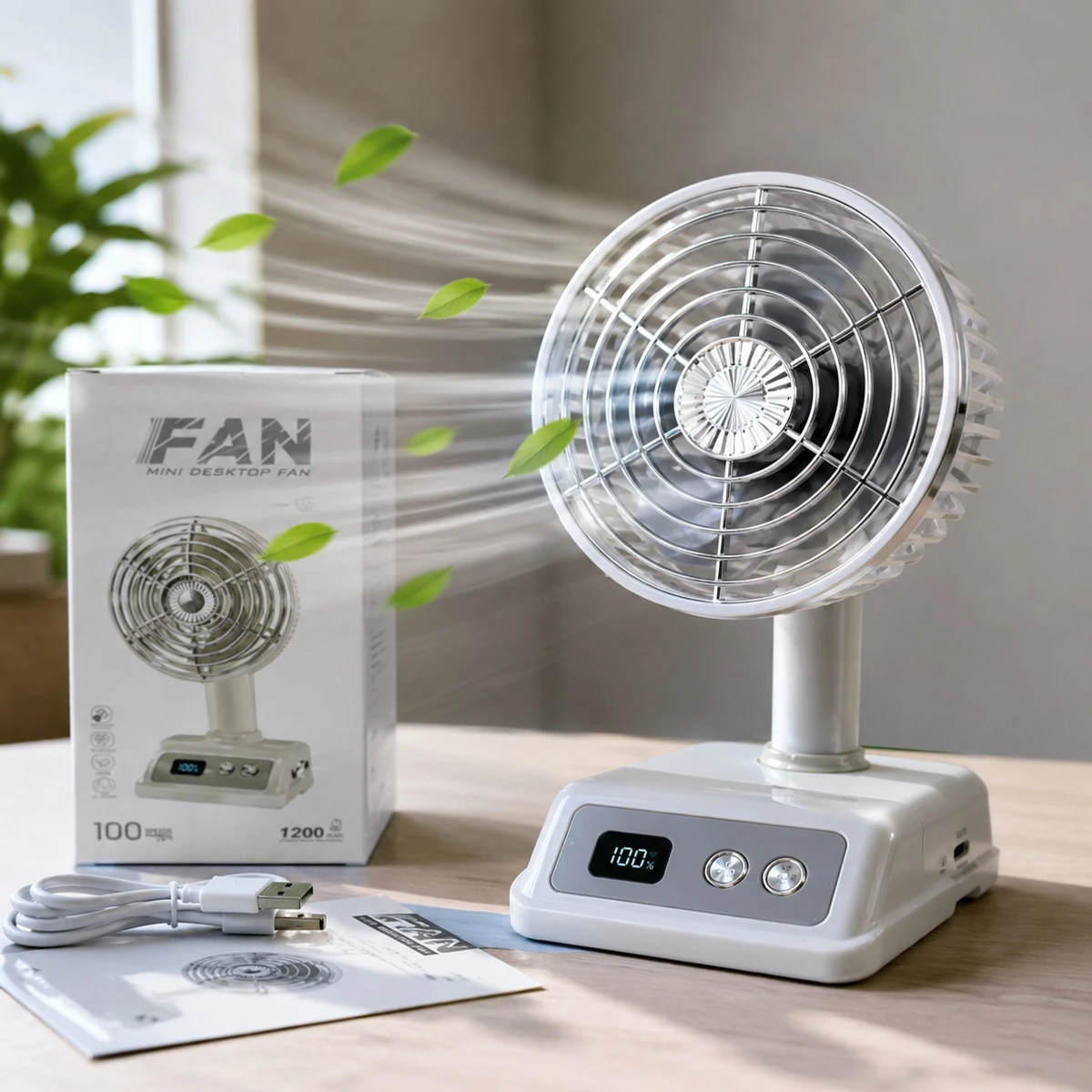 🔋 Rechargeable Mini Desktop Fan