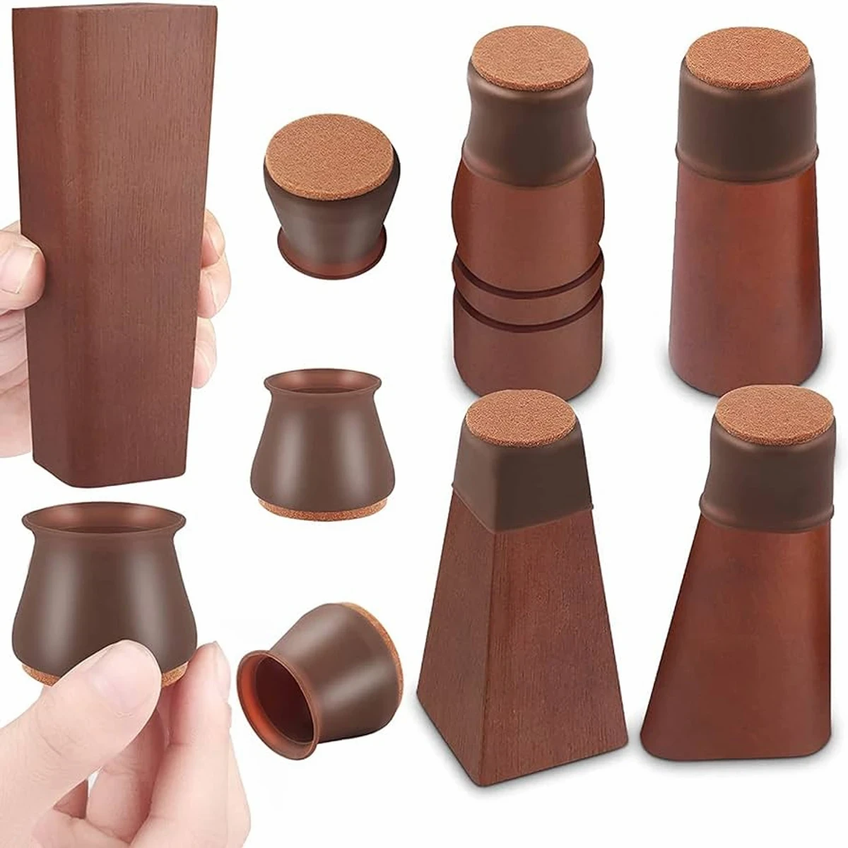 24 pcs Chair Leg Floor Protectors Felt Bottom Furniture Silicone Leg Caps, Chair Leg Covers to Reduce Noise, Easily Moving for Furniture Chair Feet,(coffee colour)