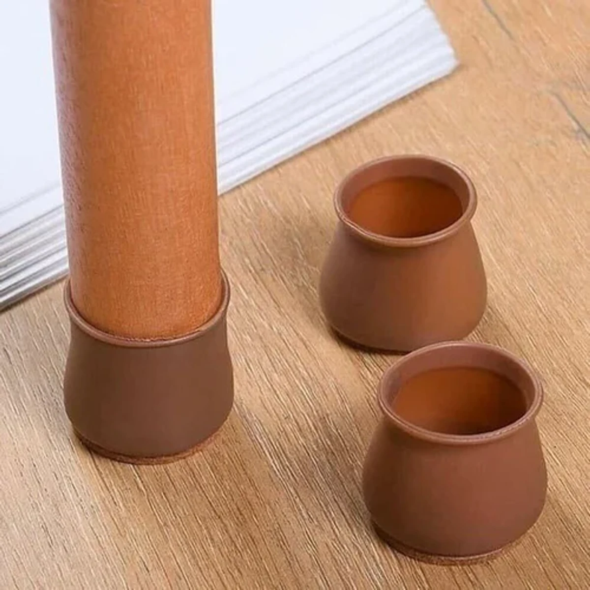 24 pcs Chair Leg Floor Protectors Felt Bottom Furniture Silicone Leg Caps, Chair Leg Covers to Reduce Noise, Easily Moving for Furniture Chair Feet,(coffee colour)