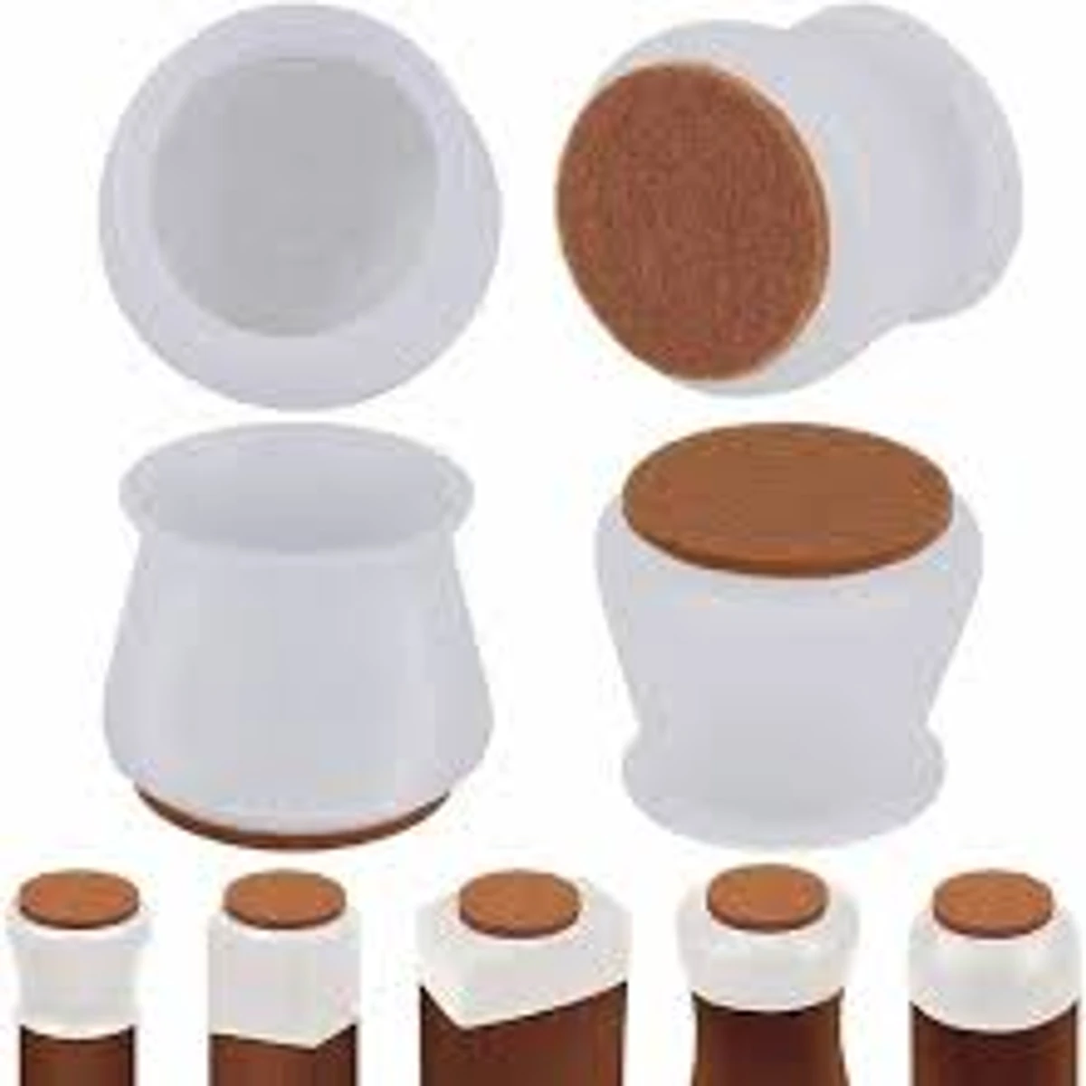 24 pcs Chair Leg Floor Protectors Felt Bottom Furniture Silicone Leg Caps, Chair Leg Covers to Reduce Noise, Easily Moving for Furniture Chair Feet,(white colour)