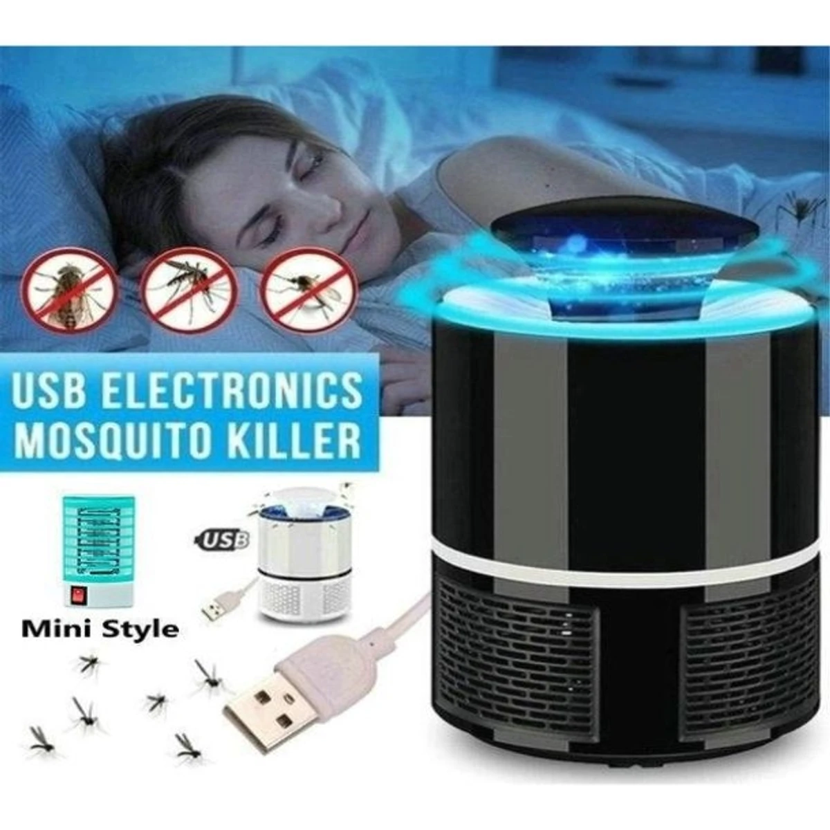 USB Electronics Mosquito Killer Trap Moth Fly Wasp LED Night Light Lamp Bug Insect Lights Killing Pest Zapper Repeller