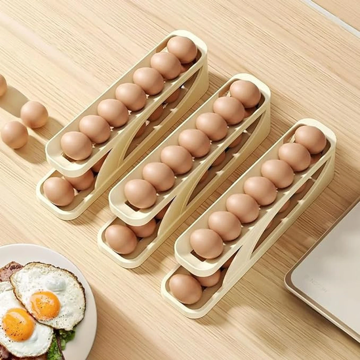 Plastic Automatic Rolling Egg Dispenser Holder (3 pcs)