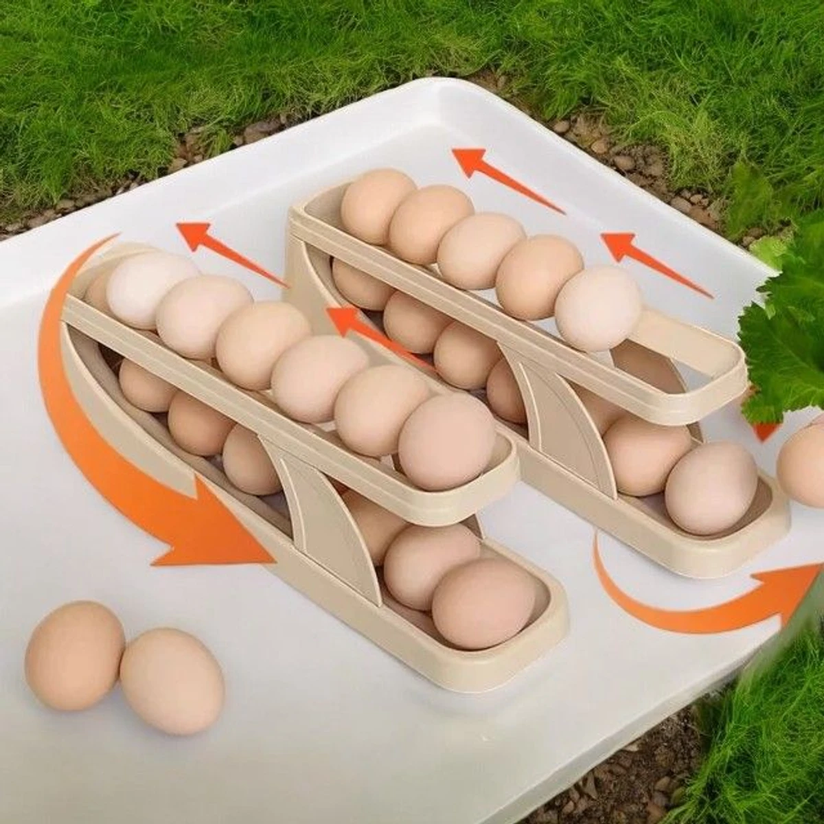 Plastic Automatic Rolling Egg Dispenser Holder (2 pcs)