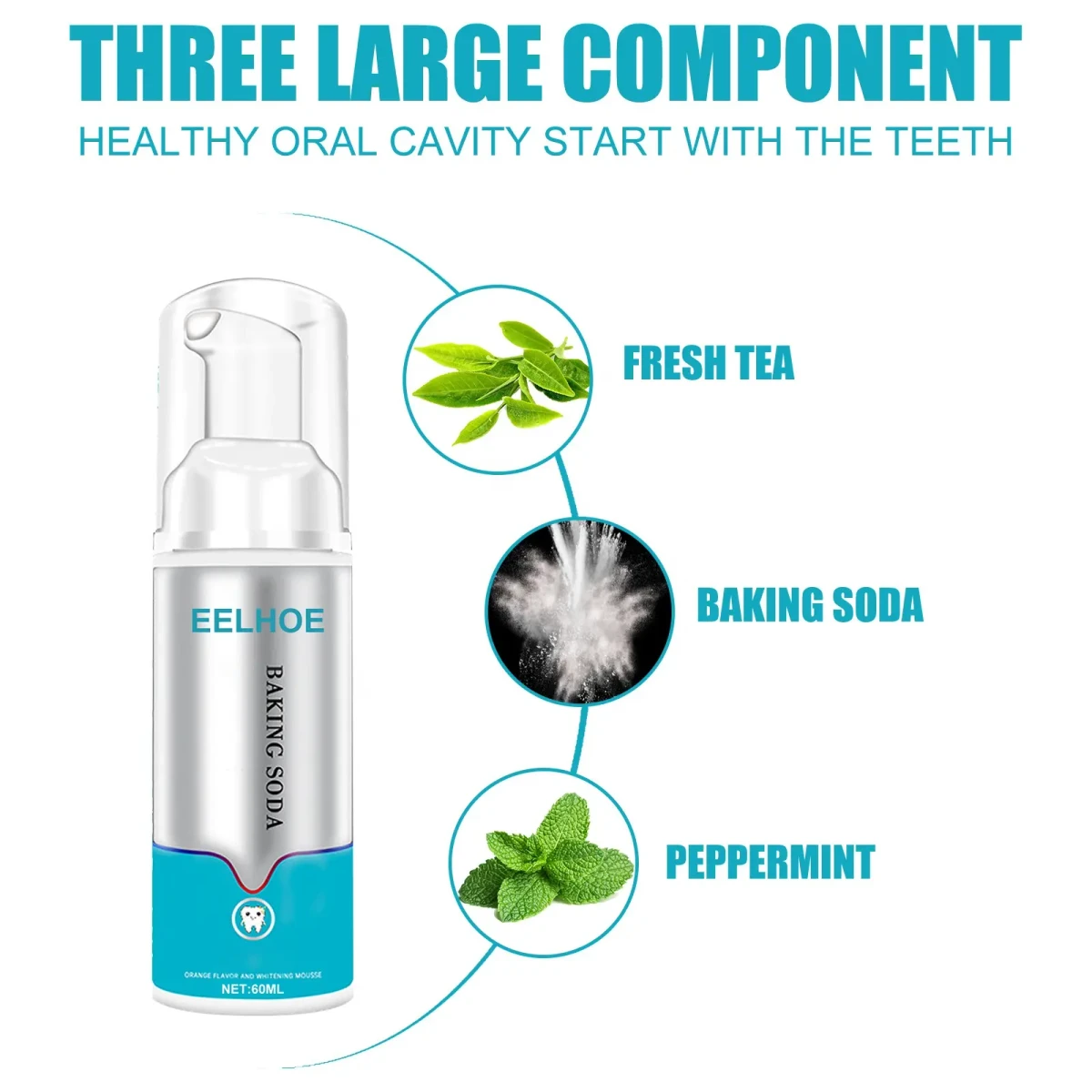 Tartar Remover Teeth Whitening Baking Soda Mousse Foam Toothpaste(1 pcs)